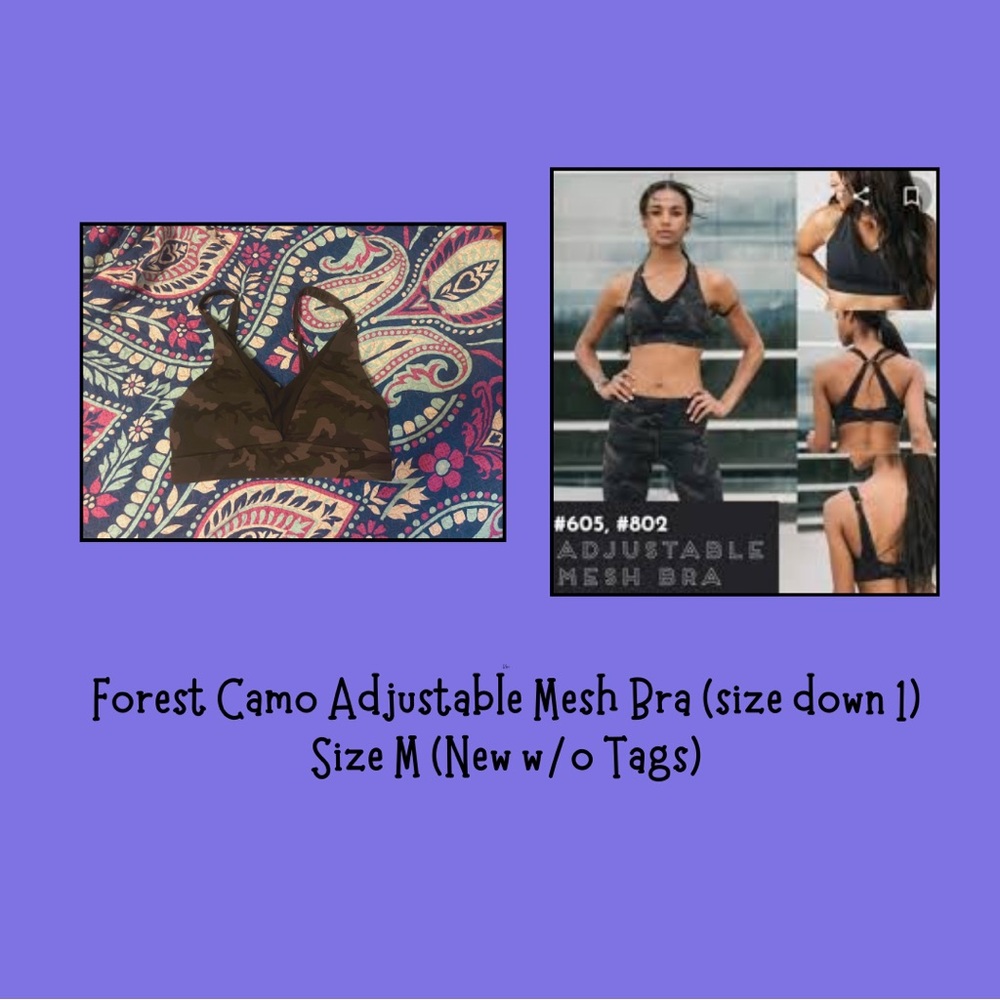ZYIA Forest Camo Adjustable Mesh Bra (M)